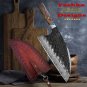 Handmade Cleaver VG10 Damascus Steel 8.5 Inch Chef Kitchen Knife Leather Sheath
