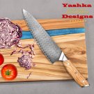 Chef Knife SKD11 Damascus Steel Kitchen Tool Minimalist Design Olive Wood Handle