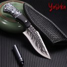 Hunting Knife Fixed Blade EDC Survival Camping BBQ Outdoor Fishing Tool Black
