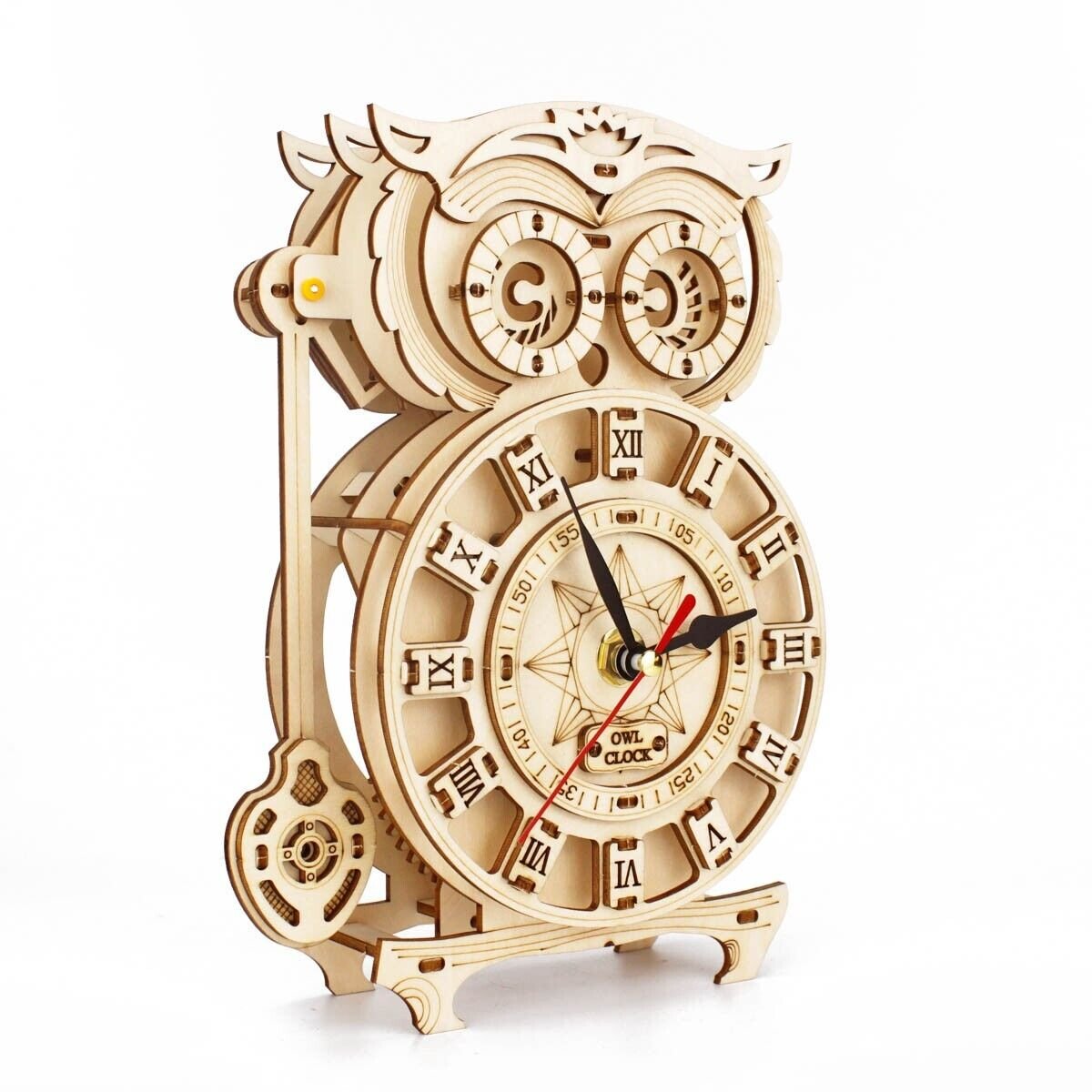 3D Wooden Puzzle Pendulum Clock Owl Design DIY Assembly Model Kit Home ...