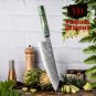 Chef Knife Japanese Kiritsuke Damascus Rose Pattern Home Kitchen Tool Green