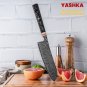 Japanese Santoku Knife 6.8 Inch Damascus Blade Black Finish Chef Kitchen Tools