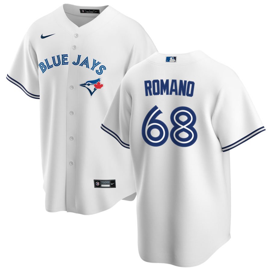 Men's Toronto Blue Jays 68 Jordan Romano White Home Jersey - Dingeas
