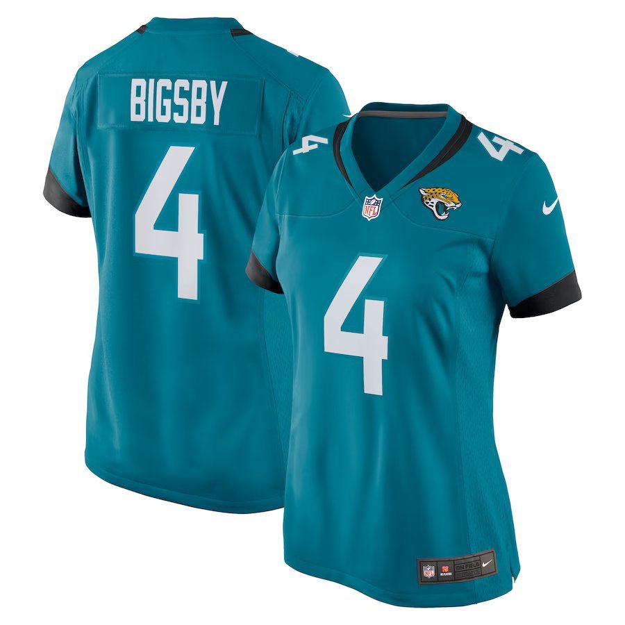 Women's Football Jaguars Uniform #4 Tank Bigsby Jerseys Teal Team Game ...