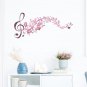 Musical Note with Flowers Wall Sticker pink Home living room Self-adhesive wall decoration
