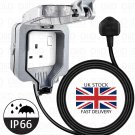 Outdoor single plug socket  IP66 rated waterproof and stormproof