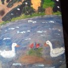 swans on a moonlit lake