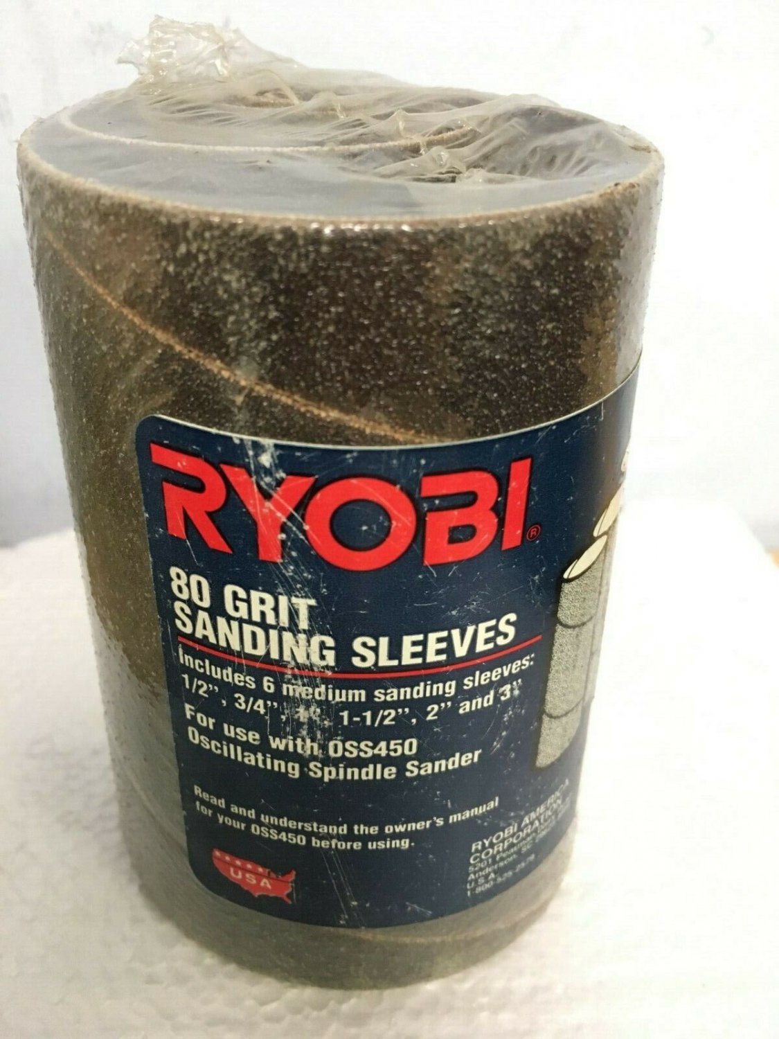 Ryobi 80 Grit Sanding Sleeves (6 Medium Sleeves 1/2", 3/4", 1", 1.5", 2" & 3")