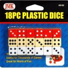 18 Piece Plastic Dice Set - 3 Colors