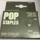 POP 1/4'' (6mm) Staples 1000 pack #100-4 POP 1/4'' (6mm) Staples 1000 pack #100-4