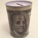 Ben Franklin $100 Dollar Bill Money Coin Saver Tin Money Savings Piggy Bank