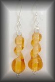 Silver Amber lampwork earrings