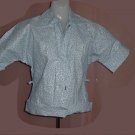 Vintage Paper Blouse Blue White Floral Design Paper Shirt Size 26