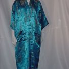 Pure Silk Turquoise Asian Design Fabric Robe Size 10 No. 22 Pure Silk Turquoise Asian Design Fabric Robe Size 10 No. 22