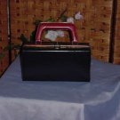 Vintage Red Navy Blue Lunch box Satchel, Purse, Bag, handbag  No. 26