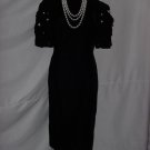 Louis Feraud bubble sleeve black velvet evening dress dinner dress Pearl Button Sleeves  No. 23