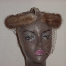 Double Ring Mink Vintage Womans ladies hat Veiled Hat Fur and Velvet Tawny Brown 38 Double Ring Mink Vintage Womans ladies hat Veiled Hat Fur and Velvet Tawny Brown 38