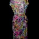 1950s Vintage Dress - A-Five-Thirty-PM Fashion - Vintage Watercolor Wiggle Dress Drape Side  No. 79
