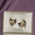 Cultured Pearl Earrings Vintage Clip on earrings 1950s or 1960s No. 24 Cultured Pearl Earrings Vintage Clip on earrings 1950s or 1960s No. 24