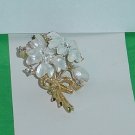 Brooch Pin Floral White Gold tone Flower Bouquet Pin Rhinestones #55 Brooch Pin Floral White Gold tone Flower Bouquet Pin Rhinestones #55
