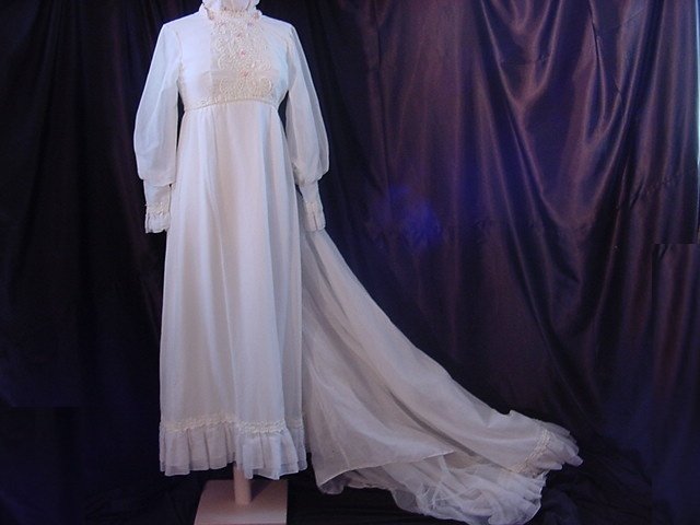 Wedding Gown Bridal Empire Waist 1970s wedding dress Hippy Boho ...