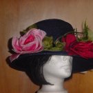 Vintage Womens hat Henry Margu Wide Brim Navy Blue Straw Ladies Hat Pink Flowers 38 Vintage Womens hat Henry Margu Wide Brim Navy Blue Straw Ladies Hat Pink Flowers 38