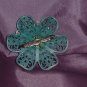 Plastic Pin Very Old Turquoise Blue White Art Deco Pin