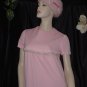 Pink maxi shift dress Beaded yoke 1970s 1980s Vintage womans dress 48