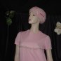 Pink maxi shift dress Beaded yoke 1970s 1980s Vintage womans dress 48
