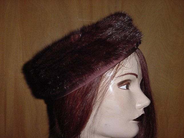 Mink Pillbox 1960 hat vintage womans hat Designed by Lora ladies hat