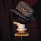 London Fog Mens vintage hat Small Gray Black White Tweed 100% Wool 50