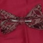 Bow Tie Wine White Geometric Design Vintage Patent Clasp Bowtie - 51