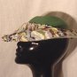 Hat Leci vintage leaf green poly straw fabric border pink green gray #62