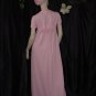 Pink maxi shift dress Beaded yoke 1970s 1980s Vintage womans dress 48