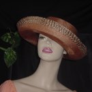 Oscar De La Renta rust hat Upturn Brim straw Colorful scarf No. 100a Oscar De La Renta rust hat Upturn Brim straw Colorful scarf No. 100a