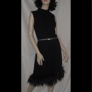 Dress Vintage Alfred Werber Black Dress Maribou hem Rhinestone Studded Waist 52 Dress Vintage Alfred Werber Black Dress Maribou hem Rhinestone Studded Waist 52