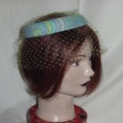 Womens vintage ring hat Mod design turquoise green net ladies hat #28 Womens vintage ring hat Mod design turquoise green net ladies hat #28