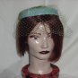 Womens vintage ring hat Mod design turquoise green net ladies hat #28