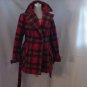 Plaid fall winter jacket womens vintage coat belted  #55