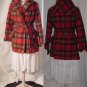 Plaid fall winter jacket womens vintage coat belted  #55