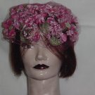 Womens vintage hat Pink floral net ladies hat # 62 Womens vintage hat Pink floral net ladies hat # 62