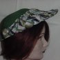 Hat Leci vintage leaf green poly straw fabric border pink green gray #62