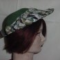 Hat Leci vintage leaf green poly straw fabric border pink green gray #62