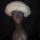 Animal Fur Hat White Brown Fur Vintage Beret #63 Animal Fur Hat White Brown Fur Vintage Beret #63