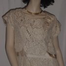 Ecru Lace Vintage sheath dress Scallop neck line satin lining Bust 44 #65 Ecru Lace Vintage sheath dress Scallop neck line satin lining Bust 44 #65