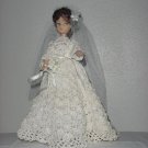 Bride Doll Crocheted Wedding Gown Hard plastic 1960s doll  #67
