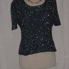Laurence Kazar sparkly green, purple turquoise sequin bead top evening blouse#70 Laurence Kazar sparkly green, purple turquoise sequin bead top evening blouse#70