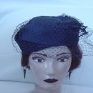Hat Womens Dinner Dress Navy Blue vintage Ladies hat  #71