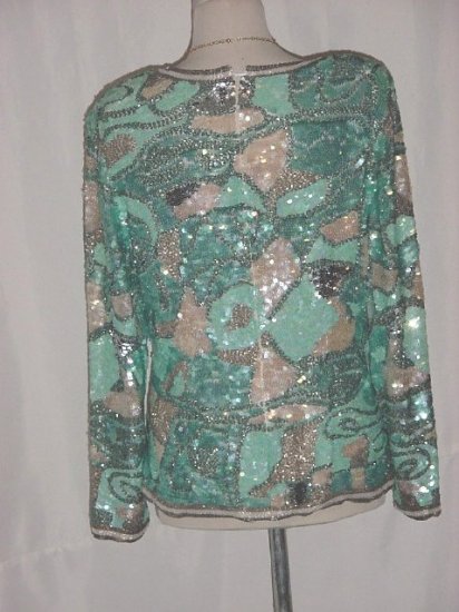 turquoise sequin top