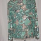 Oleg Cassini 80s Beaded Sequin Top Short Sleeves Turquoise Silver White Top #71 Oleg Cassini 80s Beaded Sequin Top Short Sleeves Turquoise Silver White Top #71